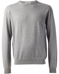 grauer Pullover mit einem Rundhalsausschnitt von Melindagloss