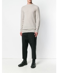 grauer Pullover mit einem Rundhalsausschnitt von Rick Owens