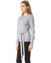 grauer Pullover mit einem Rundhalsausschnitt von No.21