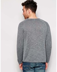 grauer Pullover mit einem Rundhalsausschnitt von Nudie Jeans