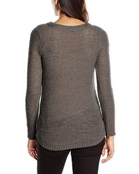 grauer Pullover mit einem Rundhalsausschnitt von Only
