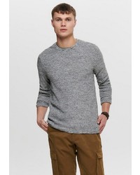 grauer Pullover mit einem Rundhalsausschnitt von ONLY & SONS