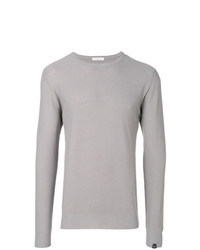 grauer Pullover mit einem Rundhalsausschnitt von Paolo Pecora