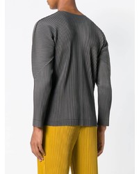 grauer Pullover mit einem Rundhalsausschnitt von Homme Plissé Issey Miyake