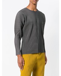 grauer Pullover mit einem Rundhalsausschnitt von Homme Plissé Issey Miyake