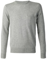 grauer Pullover mit einem Rundhalsausschnitt