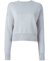 grauer Pullover mit einem Rundhalsausschnitt