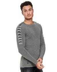 grauer Pullover mit einem Rundhalsausschnitt von Redbridge