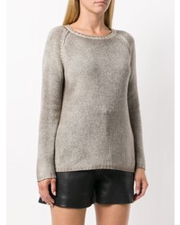 grauer Pullover mit einem Rundhalsausschnitt von Avant Toi