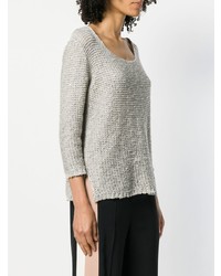 grauer Pullover mit einem Rundhalsausschnitt von Charlott