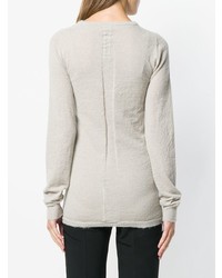 grauer Pullover mit einem Rundhalsausschnitt von Rick Owens