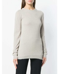 grauer Pullover mit einem Rundhalsausschnitt von Rick Owens