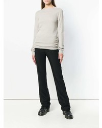 grauer Pullover mit einem Rundhalsausschnitt von Rick Owens