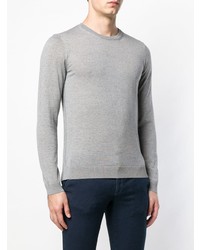 grauer Pullover mit einem Rundhalsausschnitt von BOSS HUGO BOSS