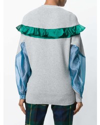 grauer Pullover mit einem Rundhalsausschnitt von Sacai