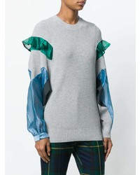 grauer Pullover mit einem Rundhalsausschnitt von Sacai