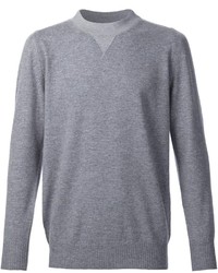 grauer Pullover mit einem Rundhalsausschnitt von Sacai