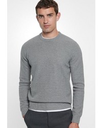grauer Pullover mit einem Rundhalsausschnitt von Seidensticker