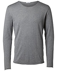 grauer Pullover mit einem Rundhalsausschnitt von Selected Homme