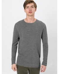 grauer Pullover mit einem Rundhalsausschnitt von Selected Homme