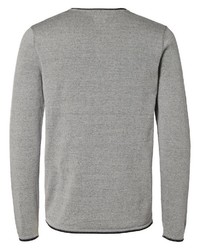 grauer Pullover mit einem Rundhalsausschnitt von Selected Homme