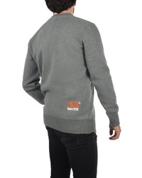 grauer Pullover mit einem Rundhalsausschnitt von Solid