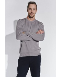 grauer Pullover mit einem Rundhalsausschnitt von SteffenKlein