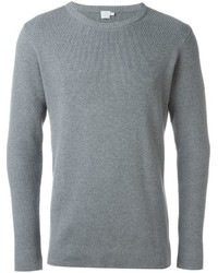 grauer Pullover mit einem Rundhalsausschnitt von Sunspel