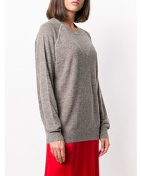 grauer Pullover mit einem Rundhalsausschnitt von 6397