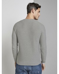 grauer Pullover mit einem Rundhalsausschnitt von Tom Tailor