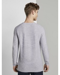 grauer Pullover mit einem Rundhalsausschnitt von Tom Tailor Denim