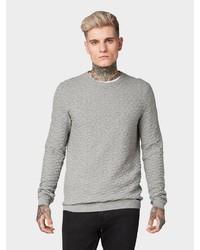 grauer Pullover mit einem Rundhalsausschnitt von Tom Tailor Denim