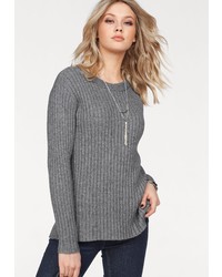 grauer Pullover mit einem Rundhalsausschnitt von Vero Moda