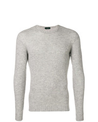 grauer Pullover mit einem Rundhalsausschnitt von Zanone