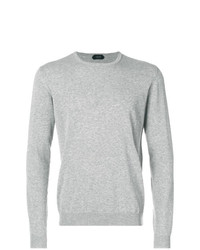 grauer Pullover mit einem Rundhalsausschnitt von Zanone