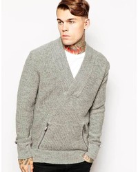 grauer Pullover mit einem Schalkragen von Eleven Paris