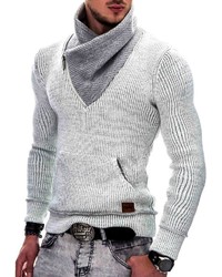 grauer Pullover mit einem Schalkragen von INDICODE