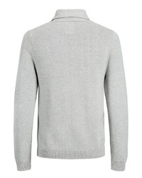 grauer Pullover mit einem Schalkragen von Produkt