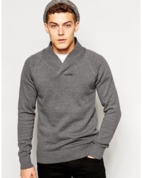 grauer Pullover mit einem Schalkragen von Selected