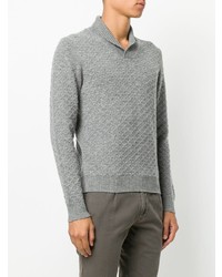 grauer Pullover mit einem Schalkragen von Zanone