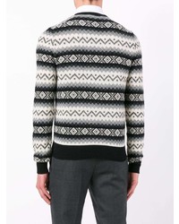 grauer Pullover mit einem V-Ausschnitt mit Norwegermuster von Alexander McQueen