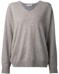 grauer Pullover mit einem V-Ausschnitt von 6397