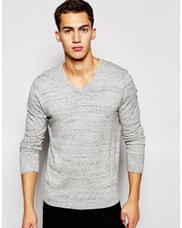 grauer Pullover mit einem V-Ausschnitt von Asos