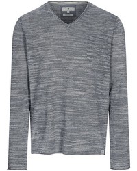 grauer Pullover mit einem V-Ausschnitt von BASEFIELD