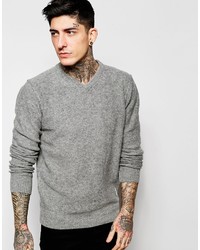 grauer Pullover mit einem V-Ausschnitt von Bellfield