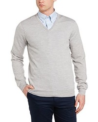 grauer Pullover mit einem V-Ausschnitt von Ben Sherman
