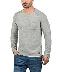 grauer Pullover mit einem V-Ausschnitt von BLEND