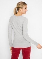 grauer Pullover mit einem V-Ausschnitt von bonprix