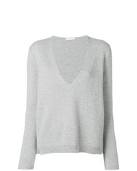 grauer Pullover mit einem V-Ausschnitt von Borgo Asolo