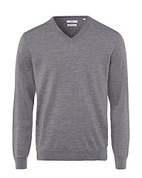 grauer Pullover mit einem V-Ausschnitt von Brax